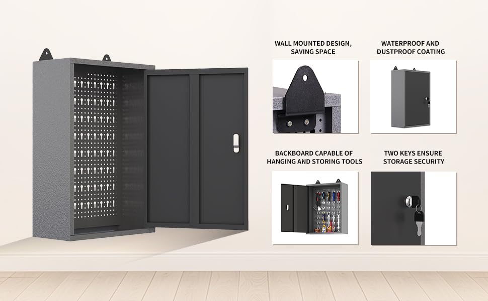 Wood Top Workbench Set System, Included Pegboard Wall Cabinets Wood Table Top, for Garage Basement JZD