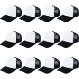 ZH 12 Pcs Sublimation Trucker Hats Blank Mesh Baseball Cap Polyester Bulk Mesh Trucker Hat for Men and Women Black ZH