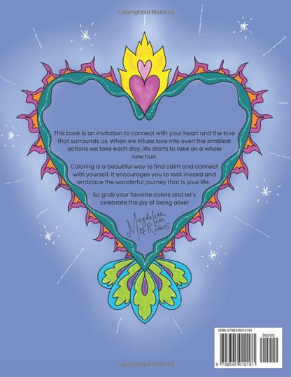 Connect With Your Heart: Coloring Book with 40 Heart Images and Motivational Quotes