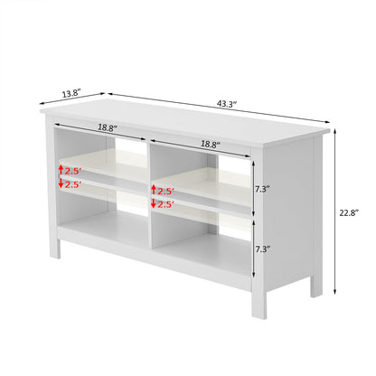 Gyger 43 Inches TV Stand,Mid Century Modern Entertainment Center with 4 Open Shelves Farmhouse TV Media Console Table for Living Room,Bedroom,Television Stand up to 50 Inches(White)