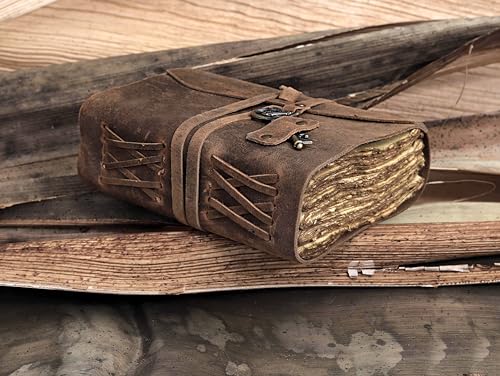 cuero Vintage Leather Journal - Antique Handmade Leather Bound journal with deckle edge paper for Men And Women Diary - Leather Sketchbook - Drawing Journal Notebook - Great Gift (5 by 7 inch) cuero