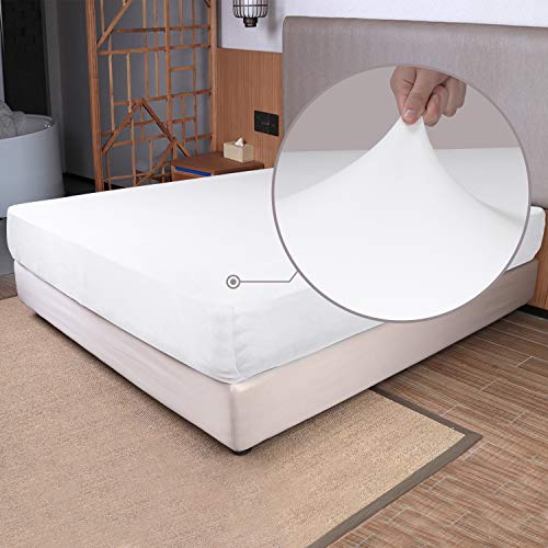 Soft Stretch Full Size Fitted Sheet Only - Jersey Knit, 4-Way Stretchy Snug Fit, Wrinkle Free & Stay in Place, No More Slipping Off for Mattress, Soft & Comfortable - White, Full N&Y HOME