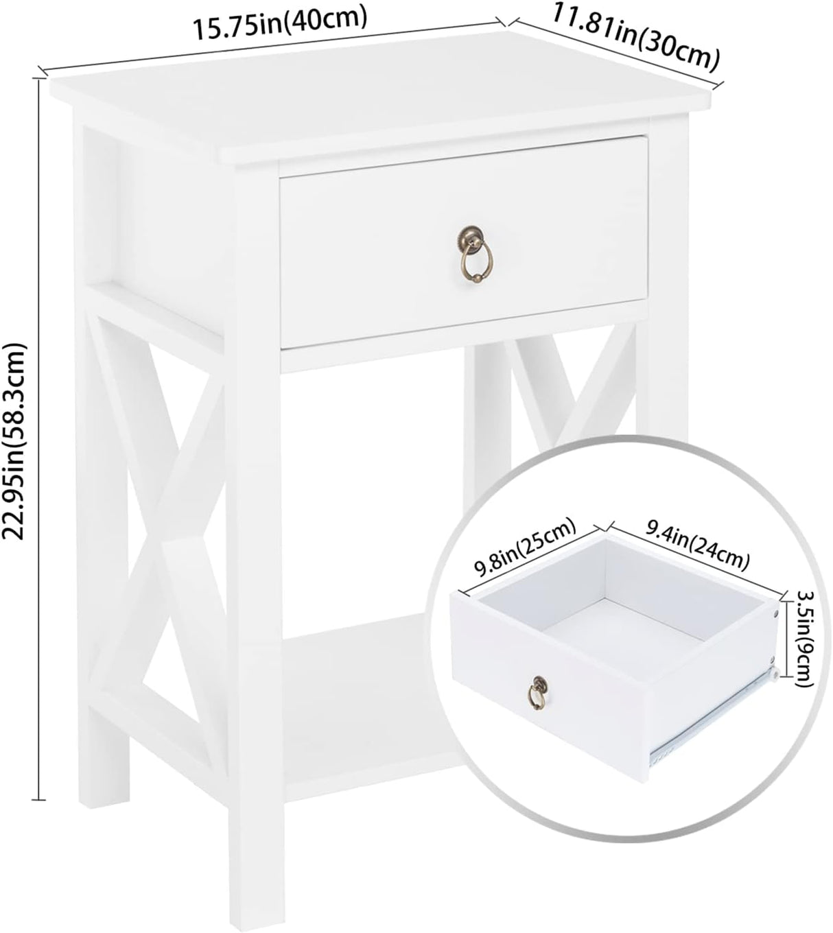 Bonnlo Nightstands Set of 2, Night Stand Set of 2 with Drawer, Small White Farmhouse Nightstand Bedroom, End Table/Bed Side/White Side Table for Small Spaces, Kids Room, Living Room Bonnlo
