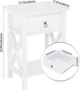 Bonnlo Nightstands Set of 2, Night Stand Set of 2 with Drawer, Small White Farmhouse Nightstand Bedroom, End Table/Bed Side/White Side Table for Small Spaces, Kids Room, Living Room Bonnlo