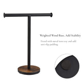 BCOZLUX Towel Holder Stand, Countertop Hand Towel Stand for Bathroom and Kitchen, Free Standing Counter Towel Rack with Weighted Wood Base, Rustic Black and Brown BCOZLUX