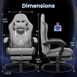 N-GEN GAMING Video Gaming Chair with Footrest Lumbar Support for Home Office High Back Recliner Height Adjustable Ergonomic Comfy Fabric Computer Desk Chair (Grey) N-GEN GAMING