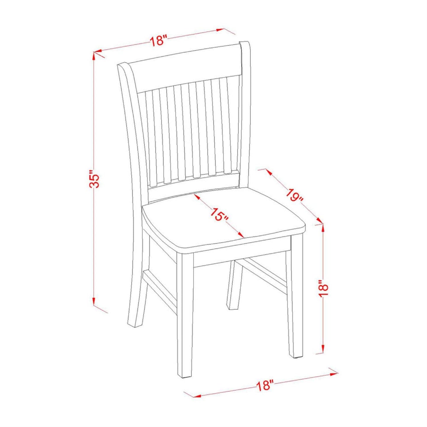 East West Furniture NOFK5-OAK-W 5 Piece Set for 4 Includes a Rectangle Kitchen Table with Butterfly Leaf and 4 Dining Room Chairs, 32x54 Inch - WoodArtSupply