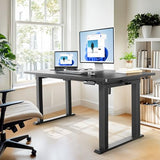 HUANUO 4 Legs Standing Desk Frame, Dual Motor Height Adjustable Electric Sit Stand Desk Frame for Home & Office, Heavy Duty Steel, Memory Controller, Frame Only, Black HUANUO