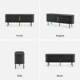 mopio Quin 59" Tambour TV Stand, Fluted Entertainment Center, Mid Century Modern TV Console, Television Stands for 65 Inch TV, Wood Media Storage Cabinet, Table Stand, Living Room (Black) mopio