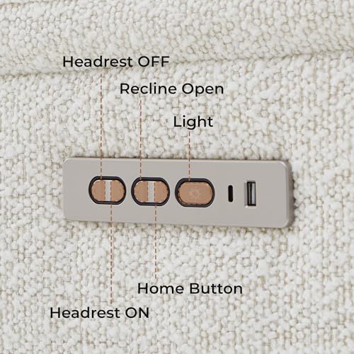 CHITA Power Swivel Glider for Adults with Nightlight, Nursery Recliner Chair with Power Headrest for Living Room, Bedroom, Water-Resistant Boucle Fabric, Boucle Fabric in Pearl