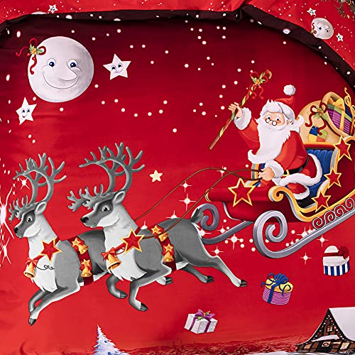 JERYMUND Christmas Duvet Cover Twin Size, Santa Claus Deer Pattern Luxury Bedding Set, Comforter Cover with Zipper, 100% Microfiber, 2 Pieces JERYMUND