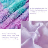 PERFEMET Fuzzy Girls Bedding Set Full Size 3 Pieces Luxury Purple and Teal Faux Fur Fluffy Comforter for Kids Teens Ultra Soft Warm Tie Dye Velvet Plush Shaggy Bed Comforter Sets(Purple Teal, Full) PERFEMET