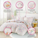 Intelligent Design Kids Cotton Queen Duvet Cover Set, Jungle Animals Fun Safari Adventures, Cotton Comforter Cover, All Sasons Bedding Reversible Duvet, Sham & Pillow, Lulu, Full/Queen Purple 4 Piece Intelligent Design