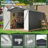 AirWire 8x12 FT Outdoor Storage Shed, Garden Shed with Updated Frame Structure and Lockable Doors, Metal Tool Sheds for Backyard Garden Patio Lawn, Grey AirWire