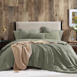Geniospin King Size Comforter Set- 7 Piece Sage Green Textured King Bedding Set, Soft Solid Bed in a Bag for All Season, King Comforter Set with Sheets(Sage Green,102''x90'') Geniospin