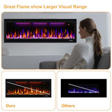 100 inch Smart Electric Fireplace, Wall Mounted Fireplace Insert for Living Room, Realistic Flame Fire w/Multicolor, Large Linear Fireplace Recessed in Wall, Black (100") Dreamflame