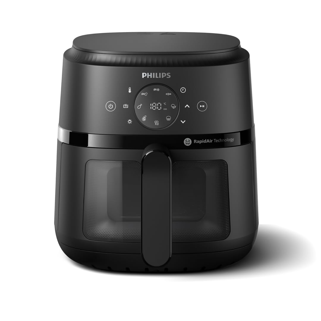 Philips 2000 Series Airfryer - 4.4 qt (4.2 l) Pan, 13 Cooking Functions, RapidAir Technology, Healthy Cooking with 90% Less Fat, Efficient & Fast (NA220/00) Philips Kitchen Appliances