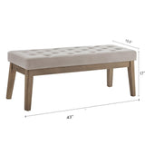 24KF Velvet Upholstered Tufted Bench with Solid Wood Leg,Ottoman with Padded Seat-Taupe 24KF