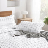 Andency Twin Comforter Set, White Gingham Plaid Grid Checkered Twin Bed Comforter Set for Dorm Boys Girls Teens Kids, 2 Pieces Lightweight Reversible Preppy Bedding Sets(66x90 Inch) Andency