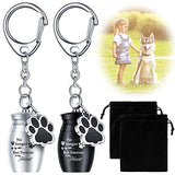 Tudomro 2 Pcs Pet Dog Urns Keychain for Ashes with 2 Storage Bags Small Cat Cremation Keepsake Jewelry Paw Print Memorial Urn(Fresh Style)
