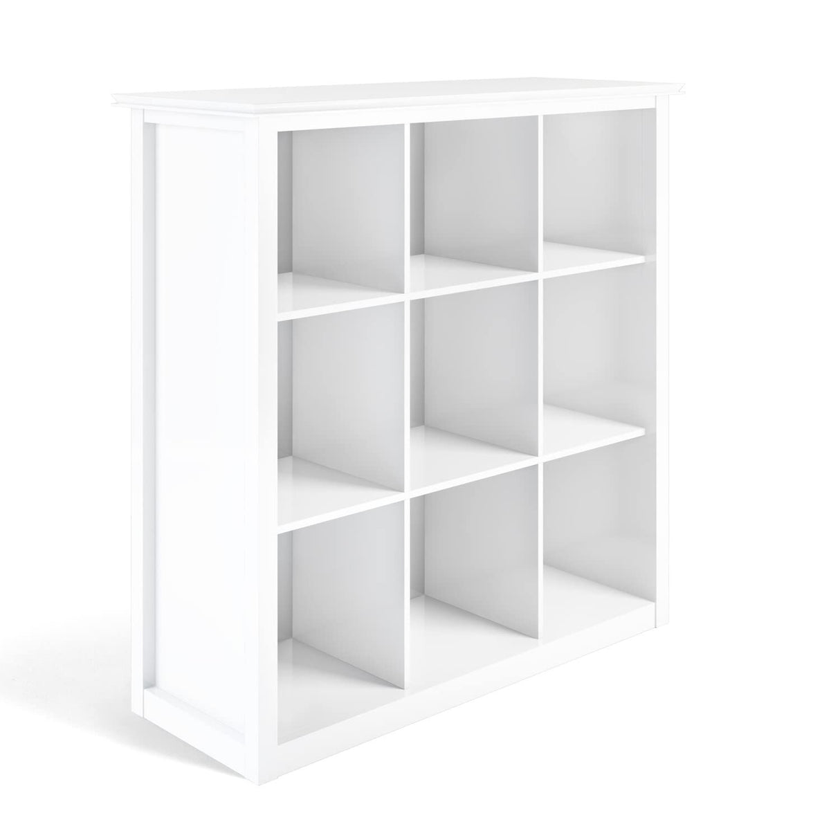 SIMPLIHOME Artisan SOLID WOOD 43 Inch Transitional 9 Cube Bookcase and Storage Unit in White, For the Living Room, Study Room and Office SIMPLIHOME