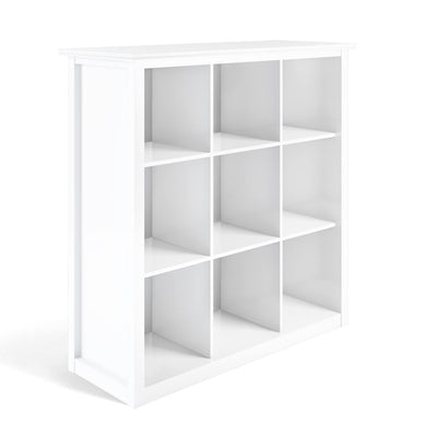 SIMPLIHOME Artisan SOLID WOOD 43 Inch Transitional 9 Cube Bookcase and Storage Unit in White, For the Living Room, Study Room and Office
