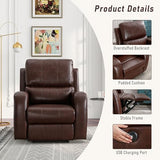 HAOMARKETS Electric Recliner Chair, Soft PU Leather Power Recliners with Padded Backrest, Single Overstuffed Heavy Duty Reclining Sofa for Living Room Bedroom, Brown