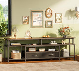 Huuger TV Stand for 65 70 Inch TV, Entertainment Center with Power Outlets and LED Lights, TV Console for Living Room, Media Console with Drawers and Shelves, Black Huuger