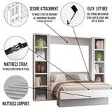 Oakland Living Easy-Lift Queen Murphy Wall Bed in Brown Wood Grain with Two Bookshelves Oakland Living