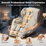 2026 Massage Chair, Massage Chairs Full Body and Recliner with 10 Fixed Points, Zero Gravity, Wood Grain Leather, Foot Massage, Airbags, Lumbar Heating, Bluetooth and Control Screen (Leather White) yewglen