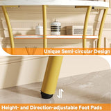39.4" Console Table with Half Moon Wood Shelves, 3 Tier Modern Entryway Table with Curved Metal Frames, Narrow Sofa Couch Table for Hallway, Entrance, Living Room, Foyer, White Marble & Gold knoworld