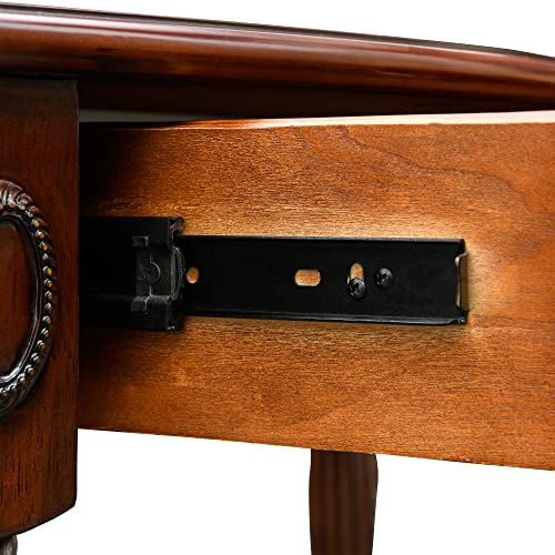 LEEMTORIG Demi Lune Console Table for Entryway Living Room, Cherry Solid Wood Entryway Table with Storage Drawer, Traditional Victorian Antique Sofa Table Hallway Table, Cherry Walnut SFZ-1533-WD-DR LEEMTORIG