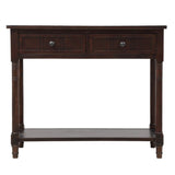 Knocbel 35.5 Inch Antique Entry Console Table with Drawers & Bottom Open Shelf, Solid Wood Sofa Couch Table for Entryway Hallway Living Room (Espresso) Knocbel
