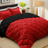 HIG 3pc Red Twin/Twin XL Comforter Set - All Season Reversible Down Alternative Comforter with Sham - Quilted Duvet Insert with Corner Tabs - Diamond Stitched Blanket - Breathable, Soft, Fluffy HIG