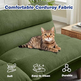 Chireca 72" Futon Sofa Bed, Convertible Futon Couch with Adjustable Backrest, Modern Corduroy Sleeper Sofa for Small Spaces, Living Room, Office, Green Chireca