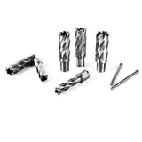 OSCARBIDE Annular Cutter Set 8 Pieces, 3/4"Weldon Shank,2"Cutting Depth,(9/16,11/16,13/16,15/16,1,1-1/16) inch Cutting Diameter,Mag Drill Bits for Magnetic Drill Press with 2pcs Pilot Pins OSCARBIDE