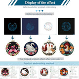 Zhenqing Birds Embroidery Kit for Beginners, 4 Circular Designs with 20cm Hoop, Pre-Printed 29x29cm Fabric & Threads - Flamingo, Swan, Chicken, Rooster Patterns for Home Decor(C0180)