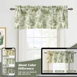 DriftAway Toile Linen Lined Valance Double Layer Thermal Room Darkening Blackout Window Curtain for Kitchen Bathroom Farmhouse French Country Vintage Printed Pattern Single 52 x 24 Inch Loden Green DriftAway