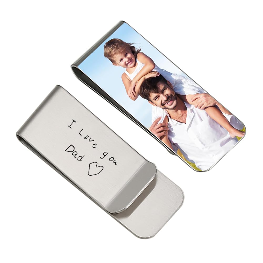 Personalized Money Clip for Men, Custom Money Clip Printed with Photo Custom Engraved Text LOGO Credit Card Cash Holder - WoodArtSupply