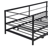 Nahenduo Twin Size Daybed with Pop up Trundle & Adjustable LED Lights, Futon Frame Bed, Metal Sofa Bed Frame for Living Room Bedroom Guest Room, Small Space, No Box Spring Needed (Black) Nahenduo