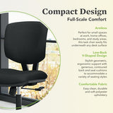 HON Volt Armless Office Chairs with Wheels, Ergonomic Adjustable Center-Tilt Recline, Fabric Back and Seat, Swivel Desk Chair, Black HON