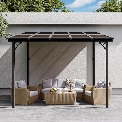 Aoxun 8' x 10' Gazebo for Patio, Gazebo Pergola with Sloped Roof, Large Wall-Mounted Heavy Duty Awnings, for Backyard, Deck, Patio - WoodArtSupply