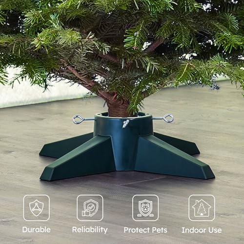 HarcoHome Live Christmas Tree Stand - 8ft Real & Artificial Tree Fit, Sturdy Green Christmas Tree Holder with Spike HarcoHome