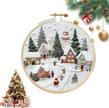 AZKRWFLM Christmas Village Embroidery Kit for Adults – DIY Winter Snow Scene Hand Embroidery Set with Pattern Manual, Holiday Decor Craft Kit for Beginners,