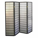 70" Tall Japanese Style Room Divider, 4-Panel Wood Folding Screen for Privacy and Space Definition, Black Generic