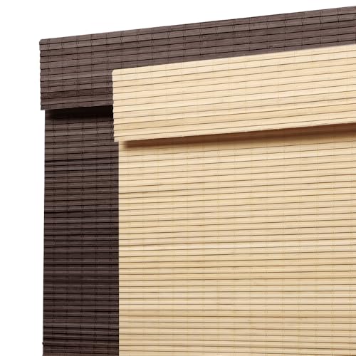 SEEYE Cordless Natural Bamboo Roman Shades - 95% Blackout Privacy Blinds for Home and Office, 30" W x 64" H - WoodArtSupply