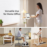 WALKINGDESK Mobile Walking Pad Desk with Wheels, Pneumatic Small Rolling Standing Desk Riser Height Adjustable (28-43.7") for Treadmill, Portable Computer Table for Home Office, White WALKINGDESK