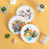 GLTAYLMY Cute Dogs Embroidery Kit for Beginners with Pattern and Instructions,3 Pack Cross Stitch Kits,1 Plastic Embroidery Hoops,Threads and Needles,Needlepoint Kit for Adults