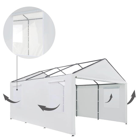 TGEHAP Carport Replacement Sidewall Replacement Sidewall Tarp Top for 10' x 20' Carport Frame Replacement Side Wall Cover Top Cover and Frame Not Included (White) TGEHAP