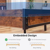 BedsPick Queen Size Bed Frame with 2-Tier Storage Headboard, Sturdy Metal Platform Bed Frame with Charging Station & LED Lights, Noise-Free/Metal Support/No Box Spring Needed, Rustic Brown BedsPick